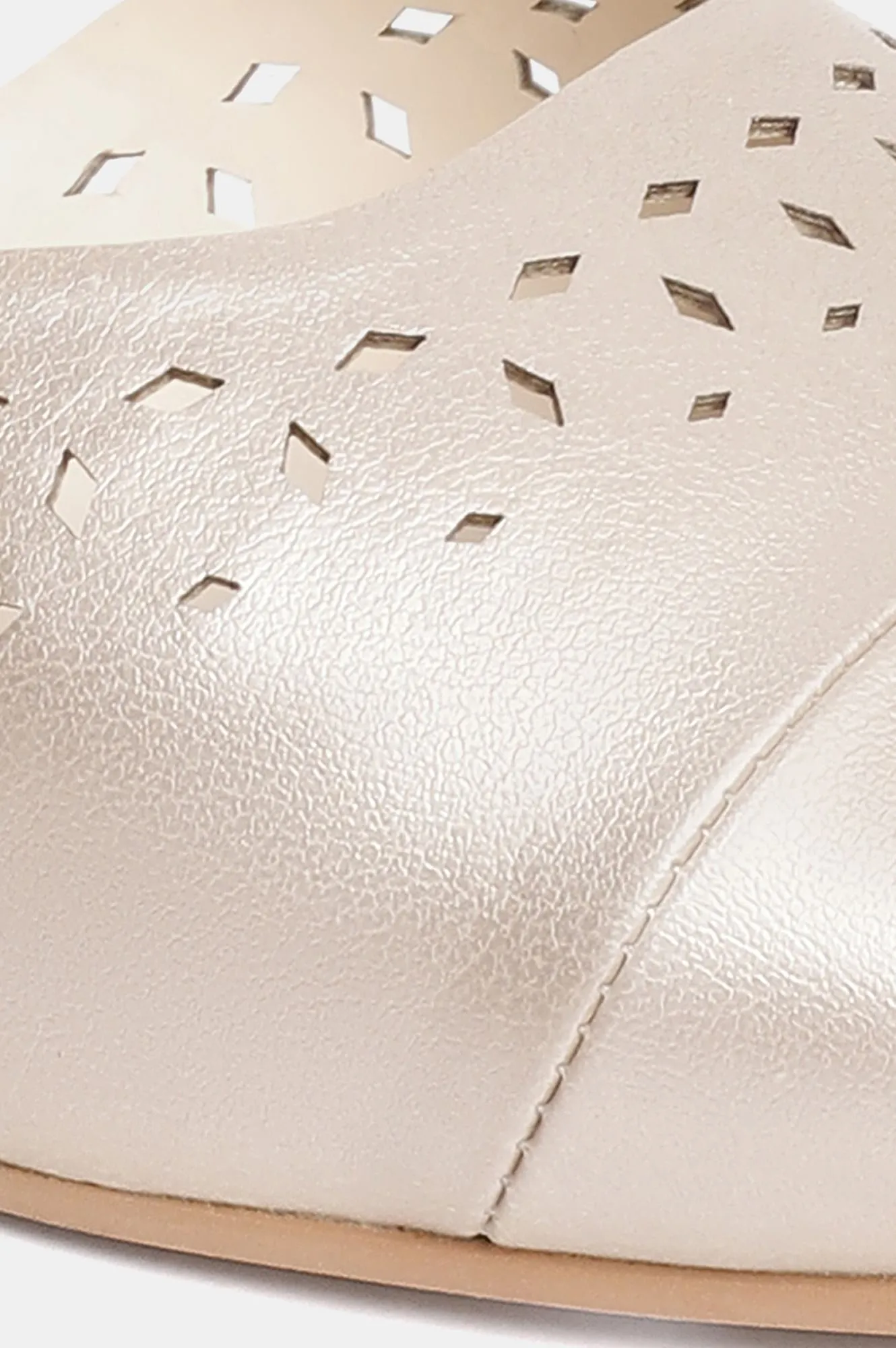 Aurelia Laser Cut Gold Square Toe Flat