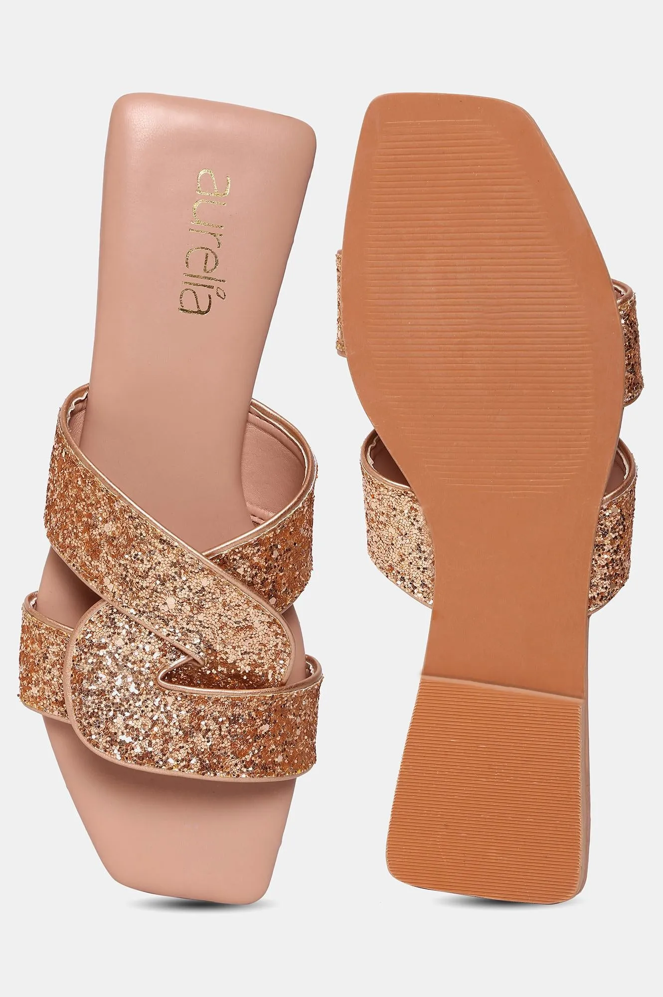AURELIA ROSE GOLD Square Toe Flat-ZMAE