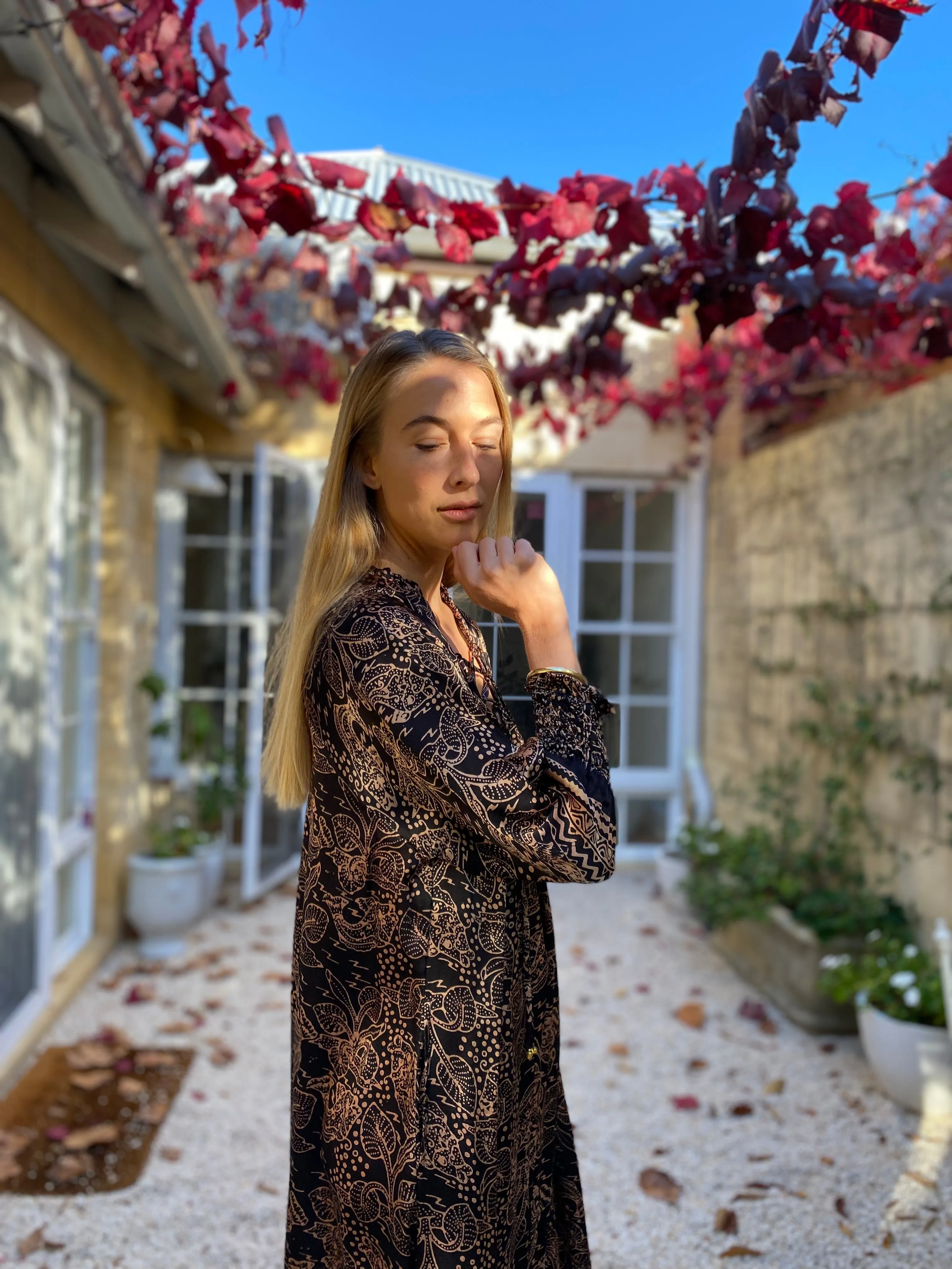 Azrou Silk Dress - Leaf