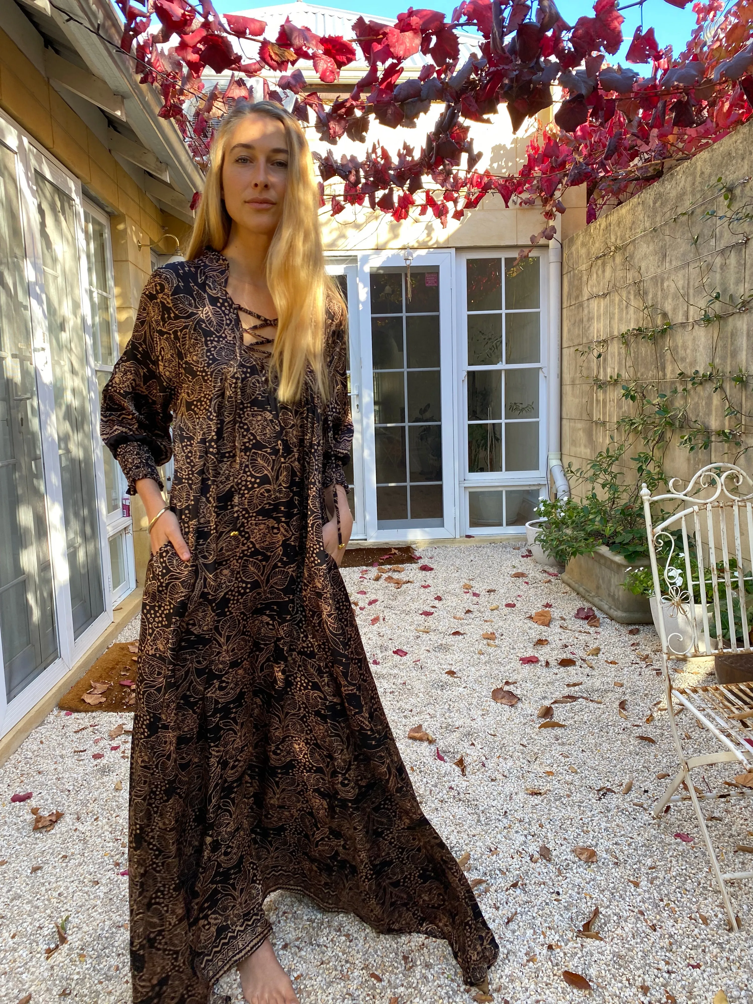 Azrou Silk Dress - Leaf