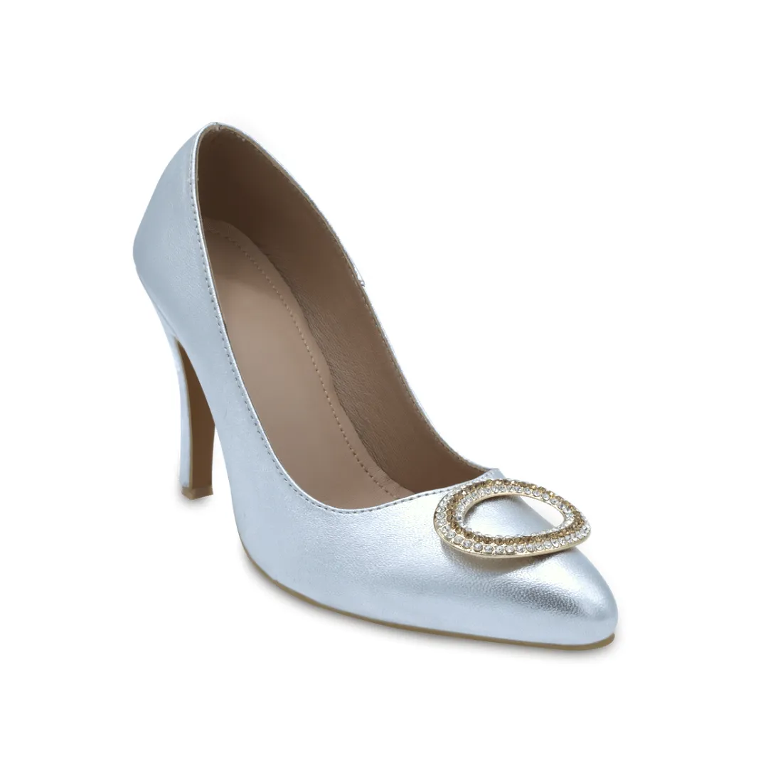 Belle - Metallic Leather Silver Pumps