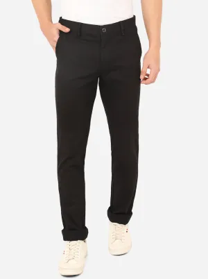 Black Solid Uno Fit Casual Trouser | JadeBlue