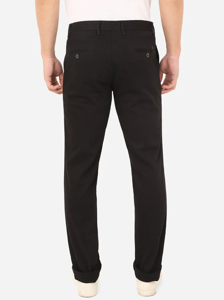 Black Solid Uno Fit Casual Trouser | JadeBlue