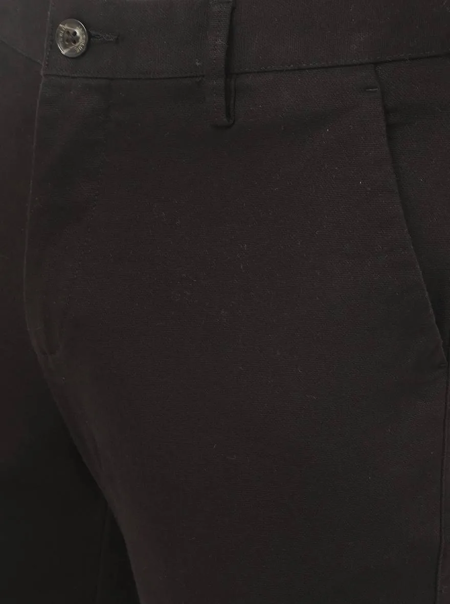 Black Solid Uno Fit Casual Trouser | JadeBlue