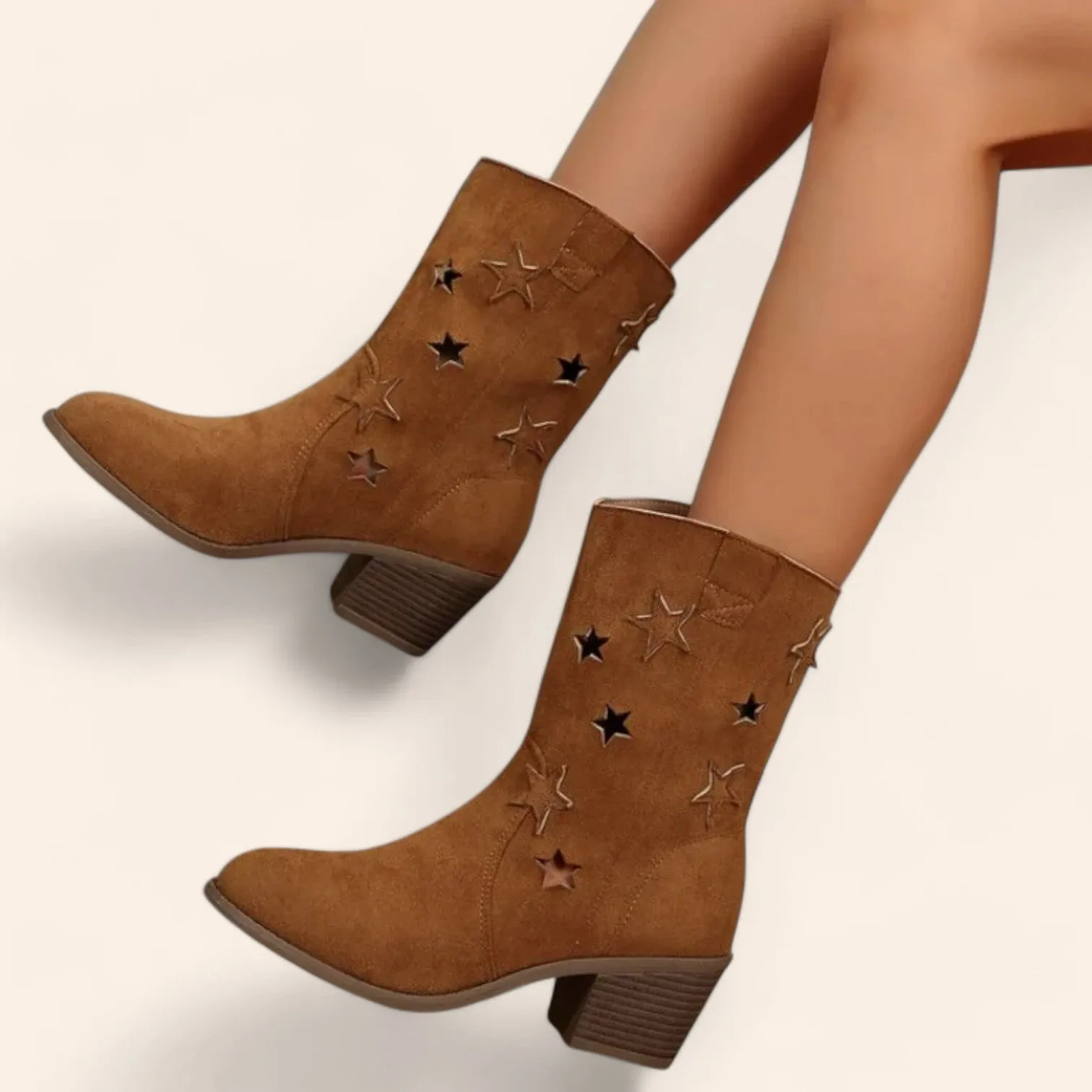 Brown cowboy ankle boots with stars - N°60