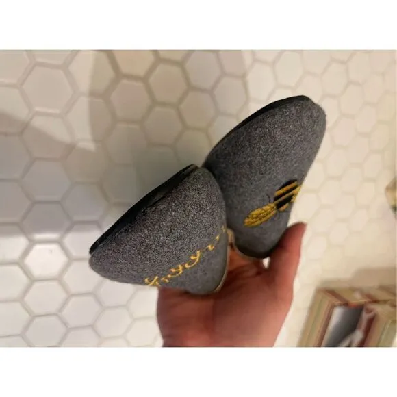 C. Wonder Bee Happy Grey Flats 7.5