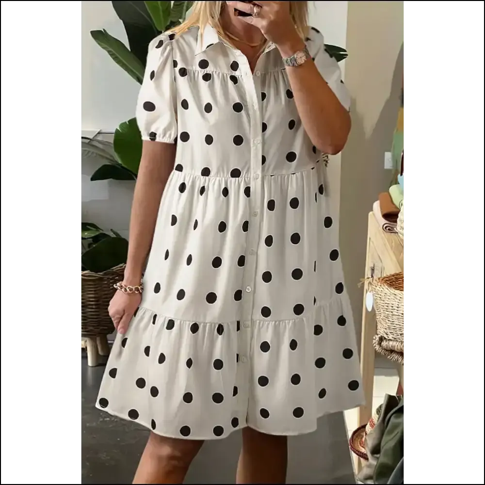 Chic White Polka Dot Dress: Warning, May Cause Excessive Twirling