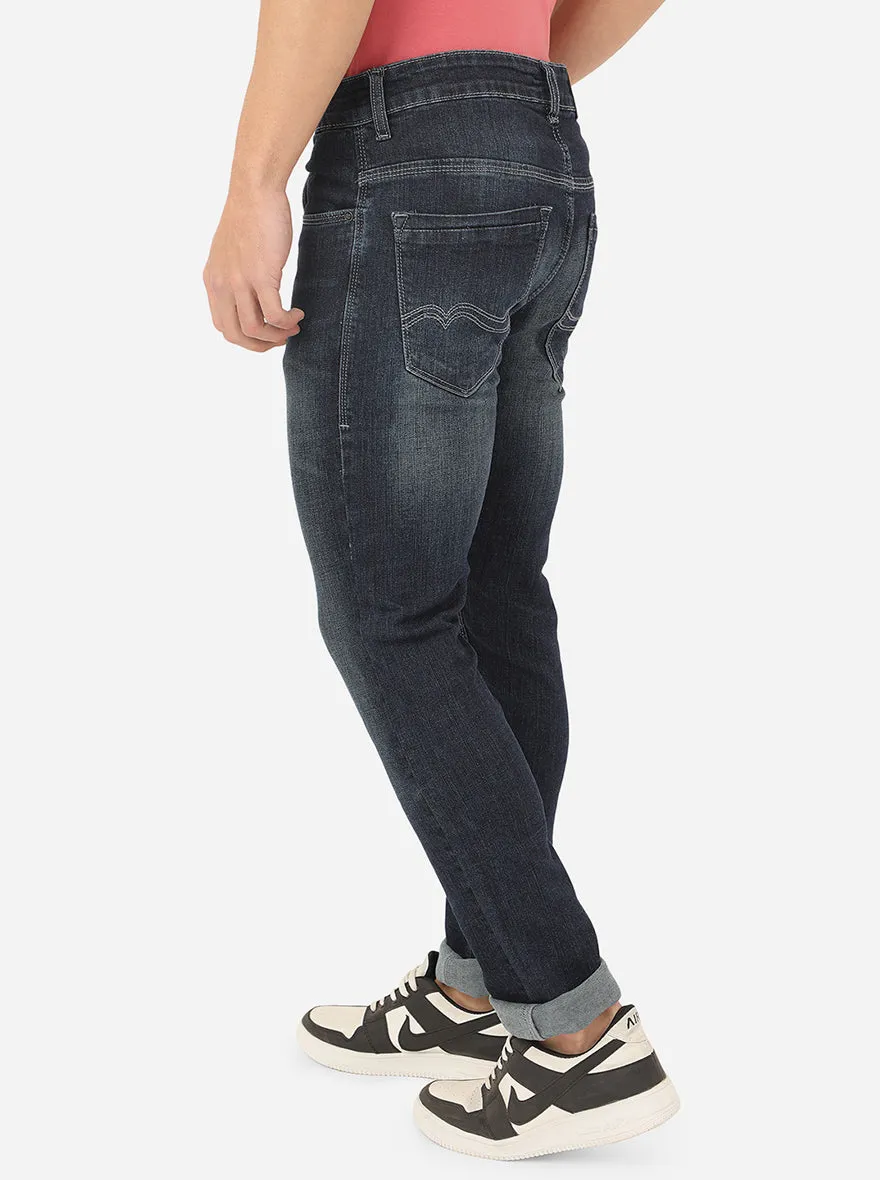 Dark Blue Washed Narrow Fit Jeans | Greenfibre