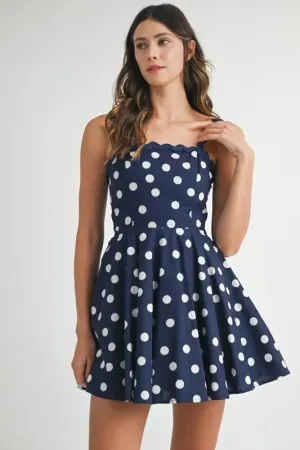 DOT AND DASH DARLING DRESS (Navy)