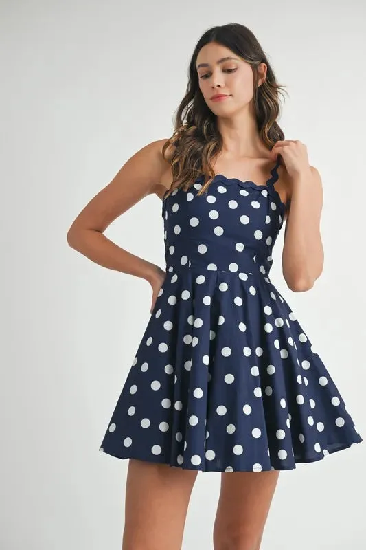 DOT AND DASH DARLING DRESS (Navy)