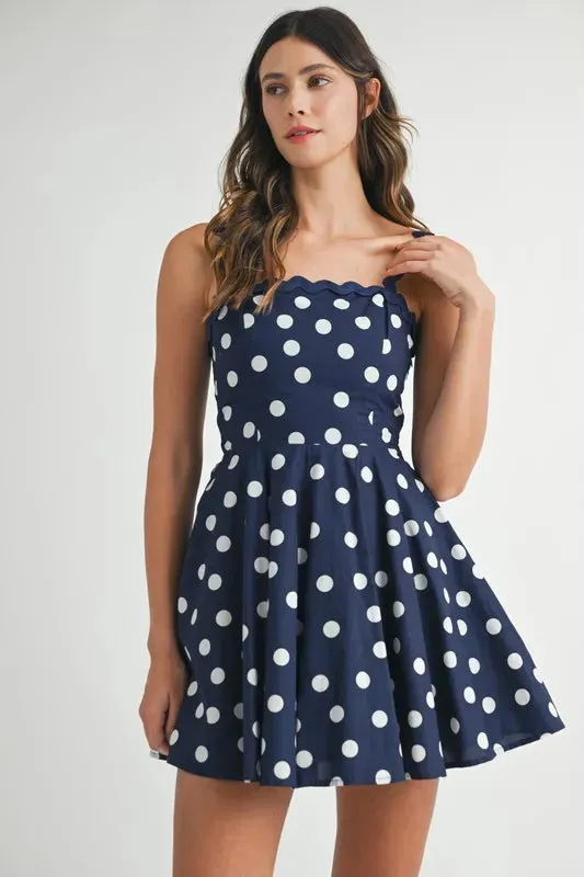 DOT AND DASH DARLING DRESS (Navy)