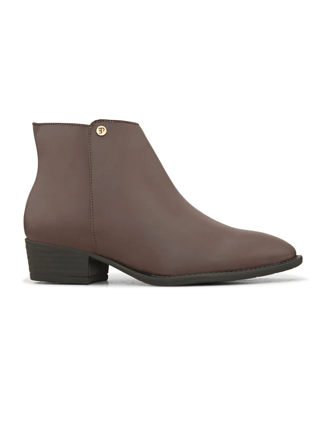 EL PASO Women Brown Faux Leather Casual Chelsea Boots