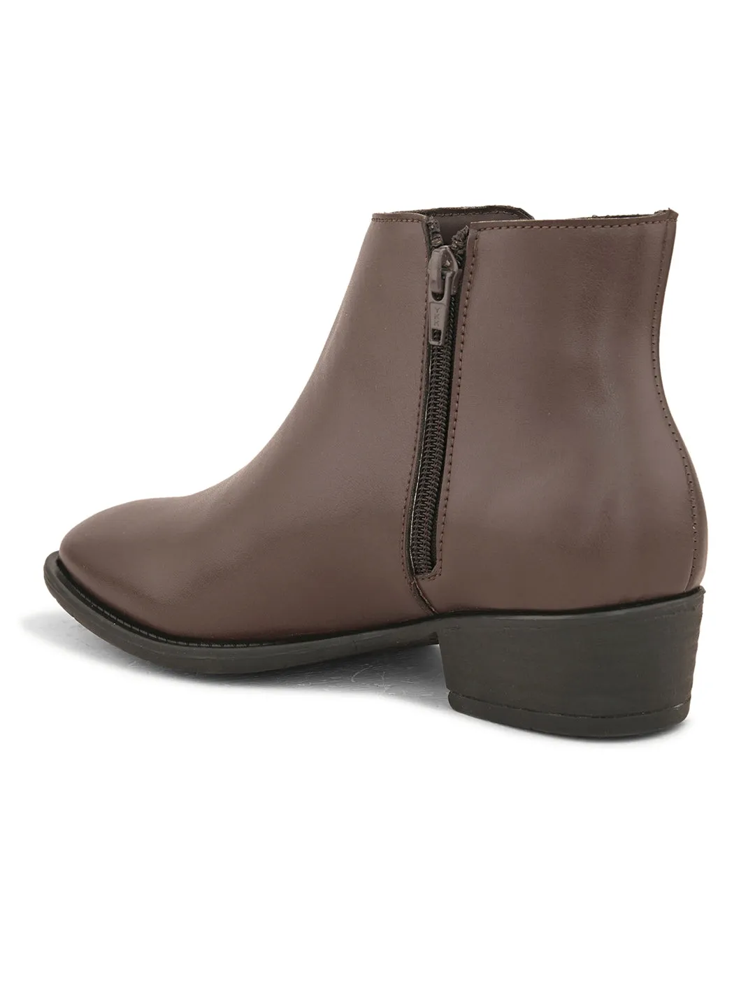 EL PASO Women Brown Faux Leather Casual Chelsea Boots
