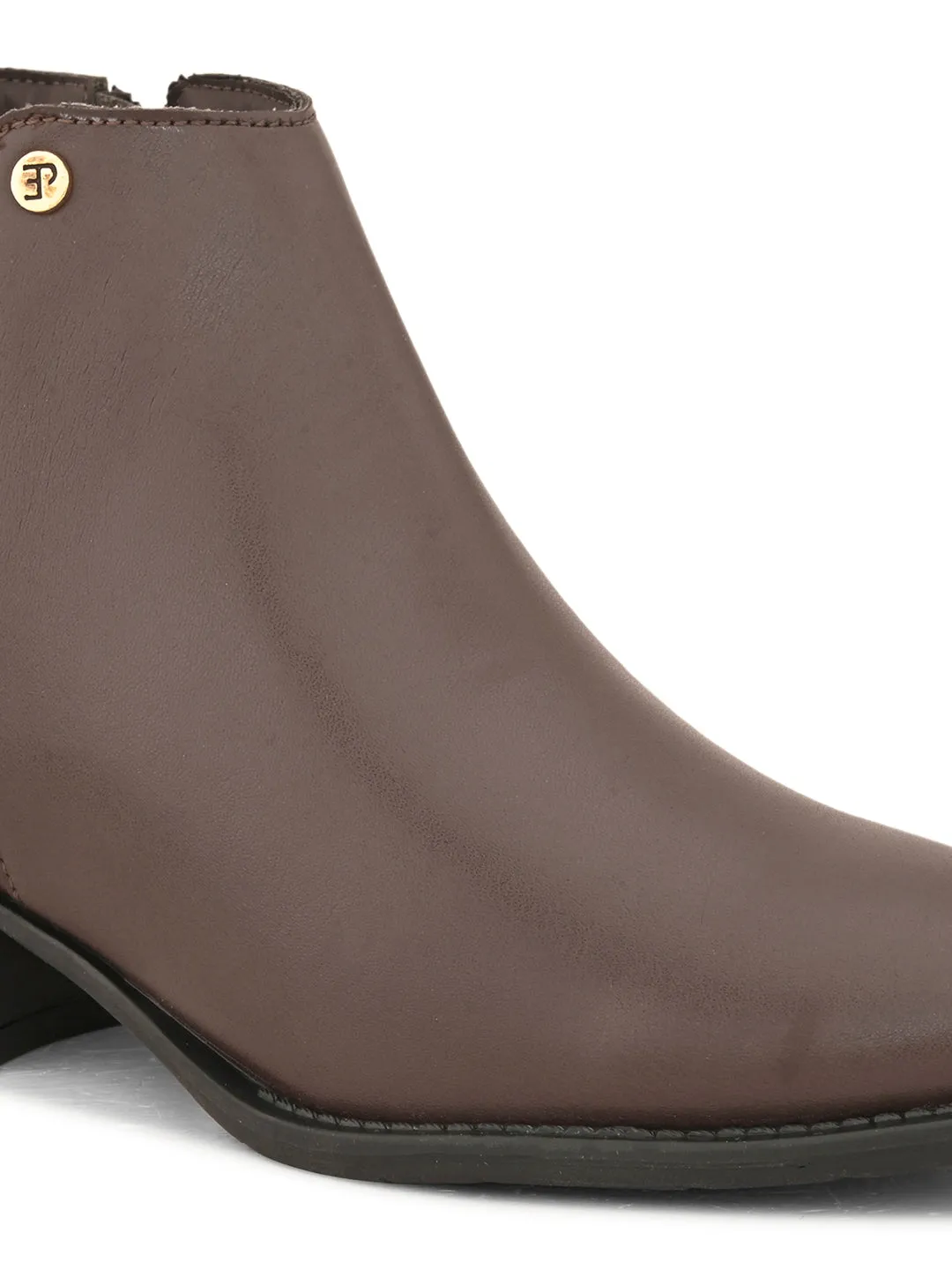 EL PASO Women Brown Faux Leather Casual Chelsea Boots