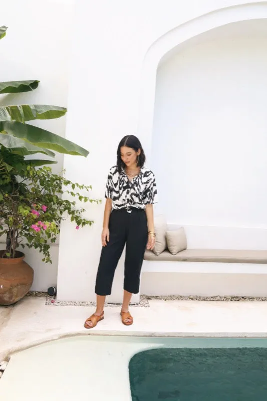 Eltham Pants - Black Linen