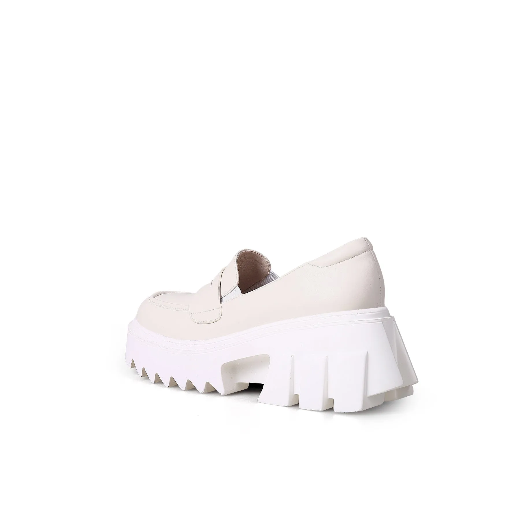 Genuine Leather Classic Block-Heel Loafers Flatform Shoes - Jadyrose