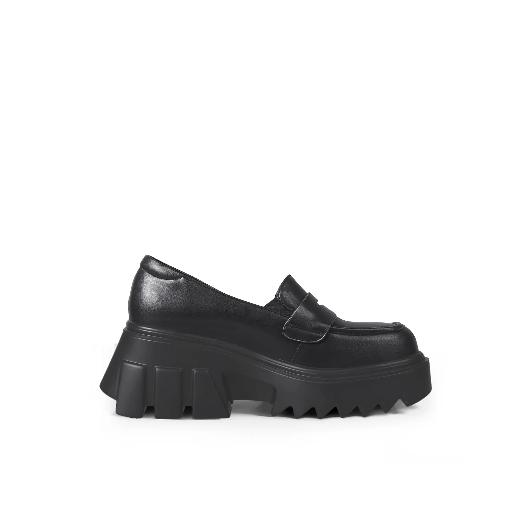 Genuine Leather Classic Block-Heel Loafers Flatform Shoes - Jadyrose