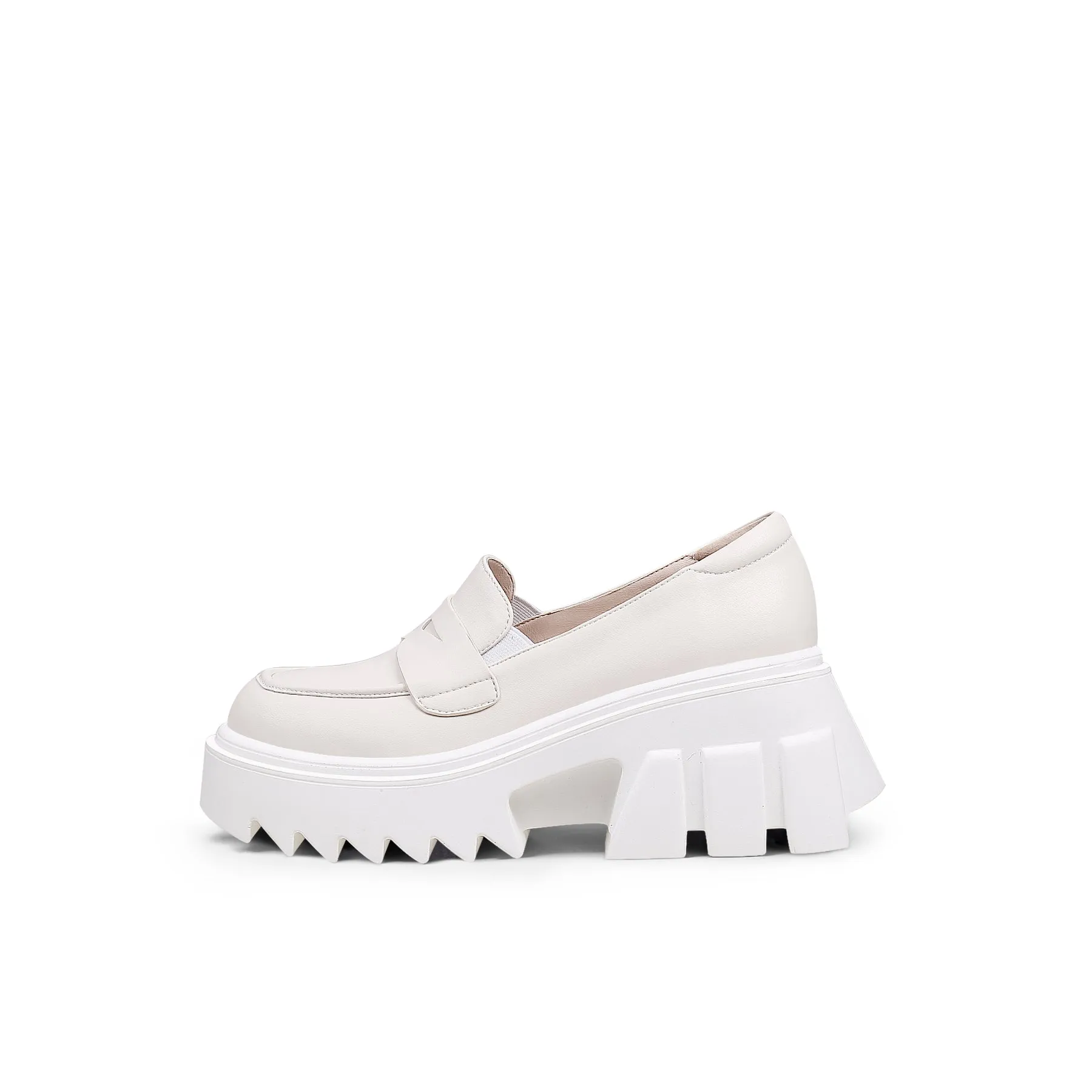Genuine Leather Classic Block-Heel Loafers Flatform Shoes - Jadyrose