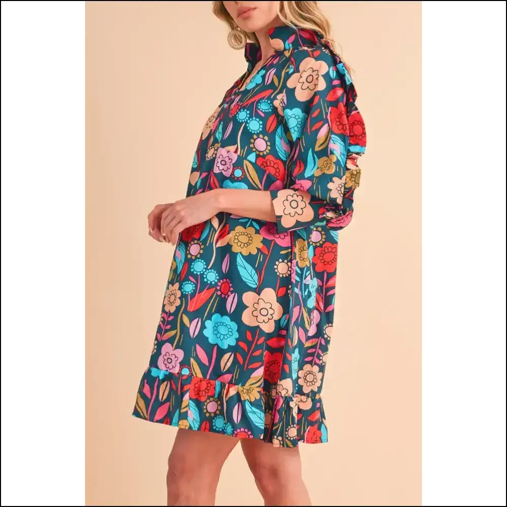 Groovy Green Flower Print Mini Dress: Needful Things ! 🌼✌️