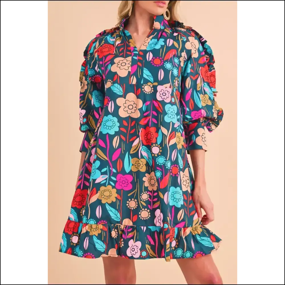 Groovy Green Flower Print Mini Dress: Needful Things ! 🌼✌️