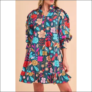 Groovy Green Flower Print Mini Dress: Needful Things ! 🌼✌️