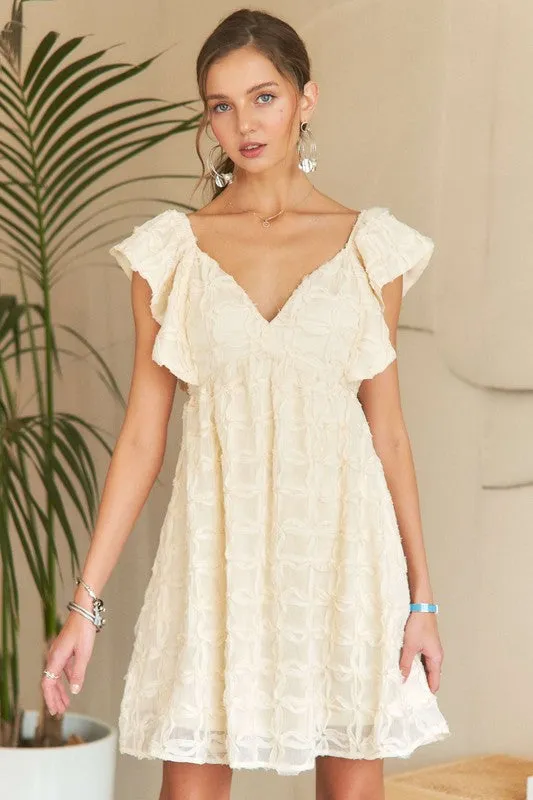 Hazel Blues® |  ADORA Tie Back V-Neck Ruffle Sleeve Dress