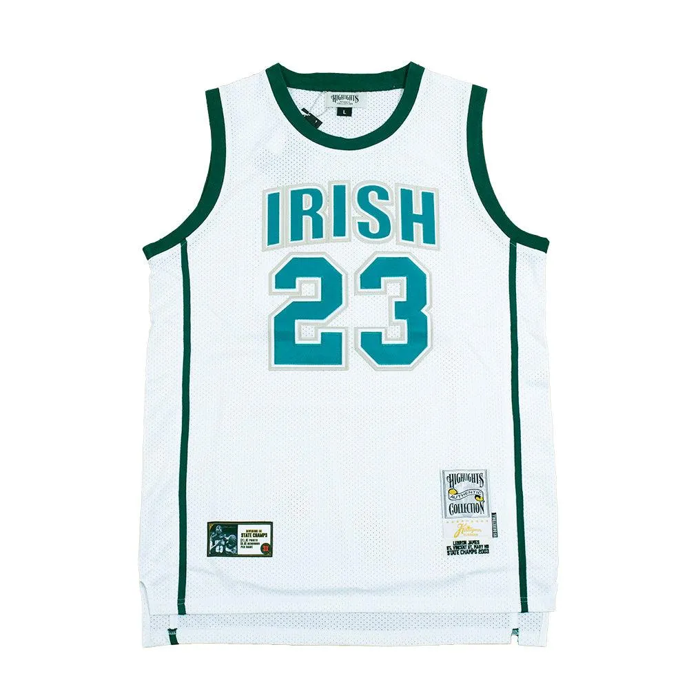 IRISH LEBRON JAMES AUTHENTIC YOUTH BASKETBALL JERSEY (WHITE)
