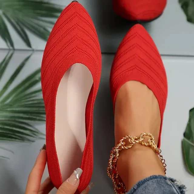 Jonina® | Knitted Pointed Toe Flats For Women
