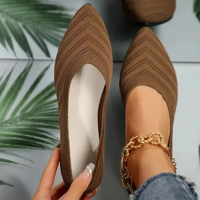 Jonina® | Knitted Pointed Toe Flats For Women