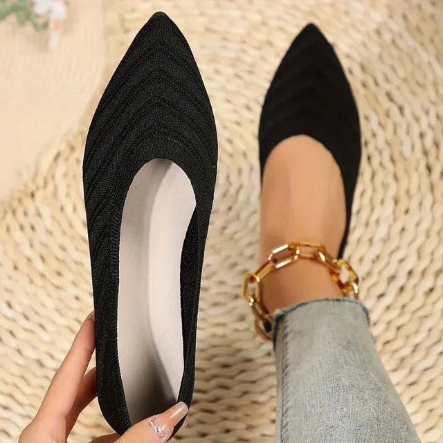 Jonina® | Knitted Pointed Toe Flats For Women