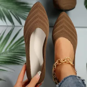 Jonina® | Knitted Pointed Toe Flats For Women