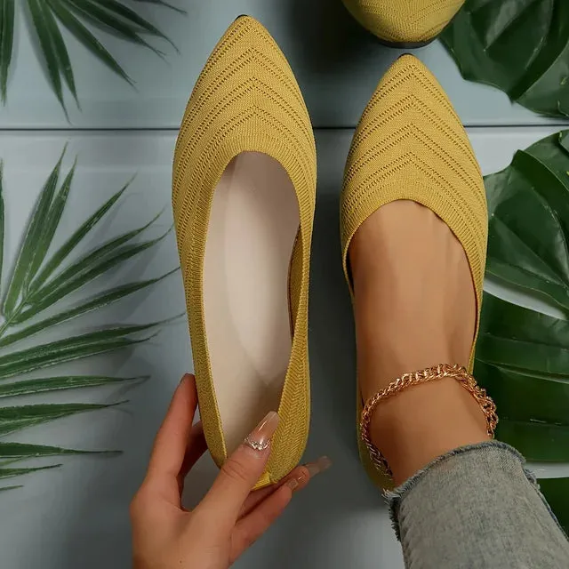 Jonina® | Knitted Pointed Toe Flats For Women