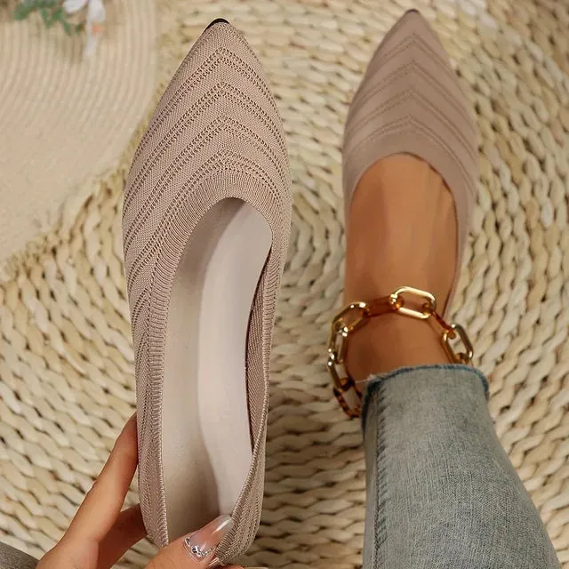 Jonina® | Knitted Pointed Toe Flats For Women