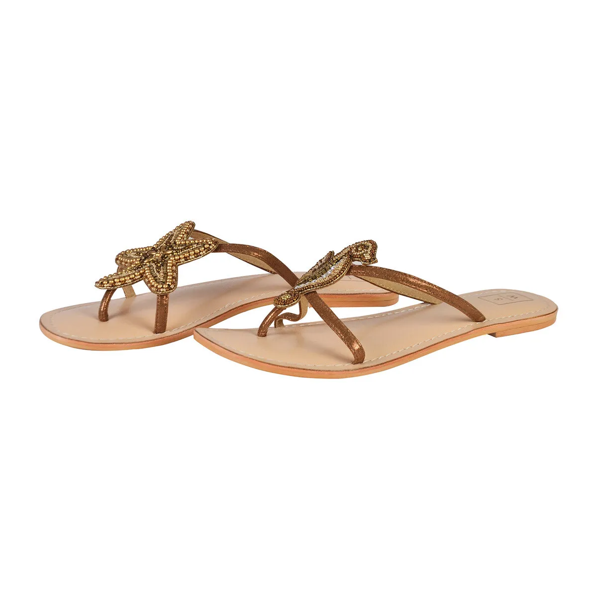 Larry Gold & Bronze Seahorse & Starfish Sandals