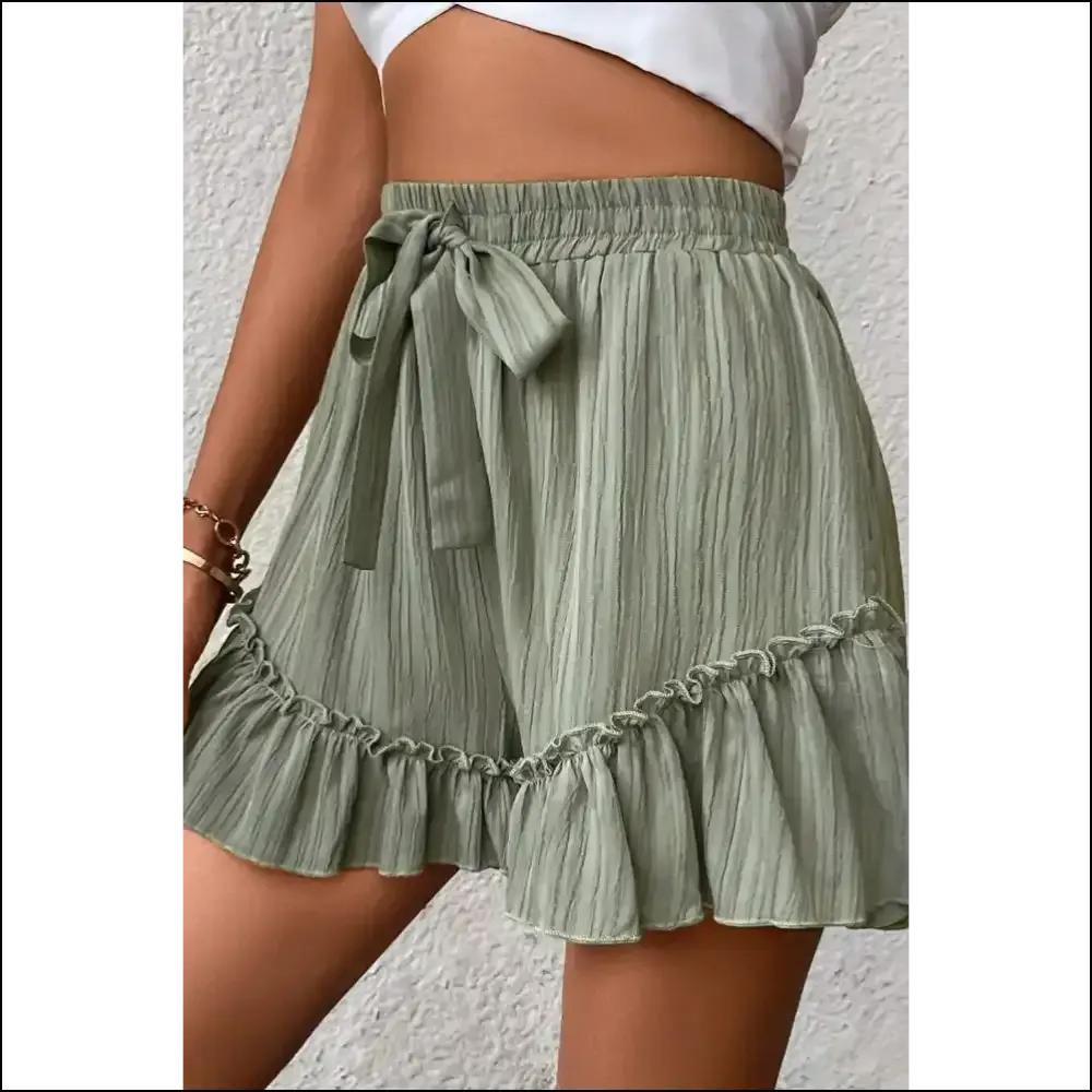 Laurel Green Ruffle Hem Shorts: Tie Waist? More Like Tie-tanic,  🚢