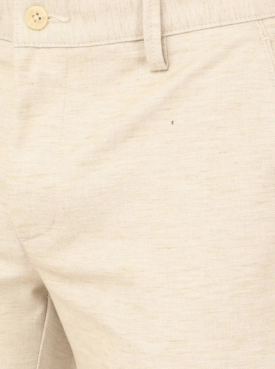 Light Khaki Solid Super Slim Fit Casual Trouser | Greenfibre