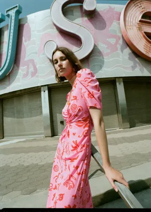 Maci Dress - Pink Botanical Abstract