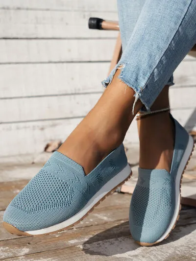 Mesh slip-ons met ronde neus