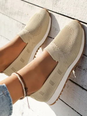 Mesh slip-ons met ronde neus