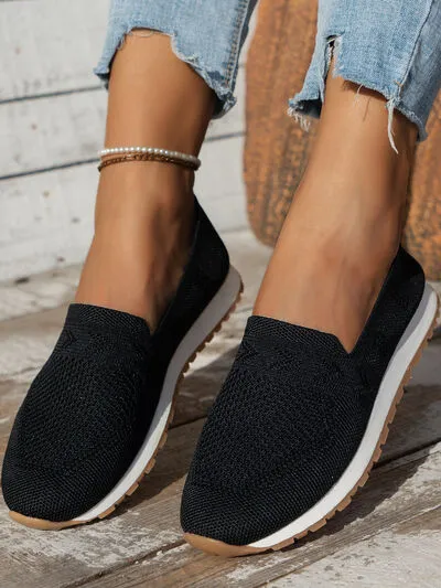 Mesh slip-ons met ronde neus