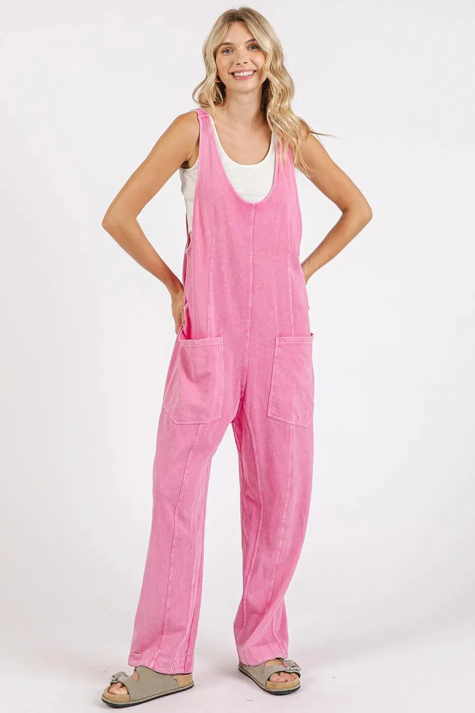 Mittoshop Mineral Wash Relaxed Fit Sleeveless Harem Jumpsuit