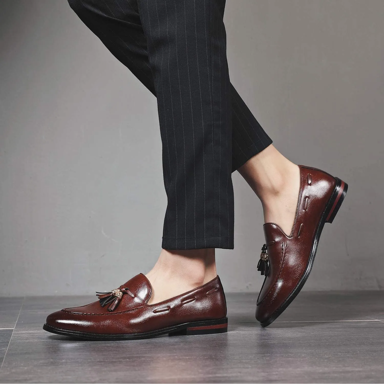 NXY Black Men's Loafers and Slip On丨Luxury Tassel Mens Dress Shoes &amp; Elegant Casual Boat Shoes Size 7-13