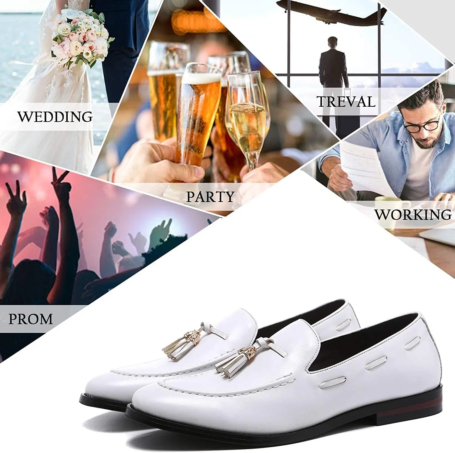 NXY Black Men's Loafers and Slip On丨Luxury Tassel Mens Dress Shoes &amp; Elegant Casual Boat Shoes Size 7-13