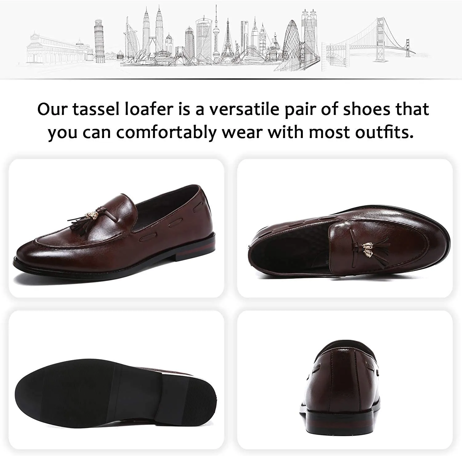 NXY Black Men's Loafers and Slip On丨Luxury Tassel Mens Dress Shoes &amp; Elegant Casual Boat Shoes Size 7-13