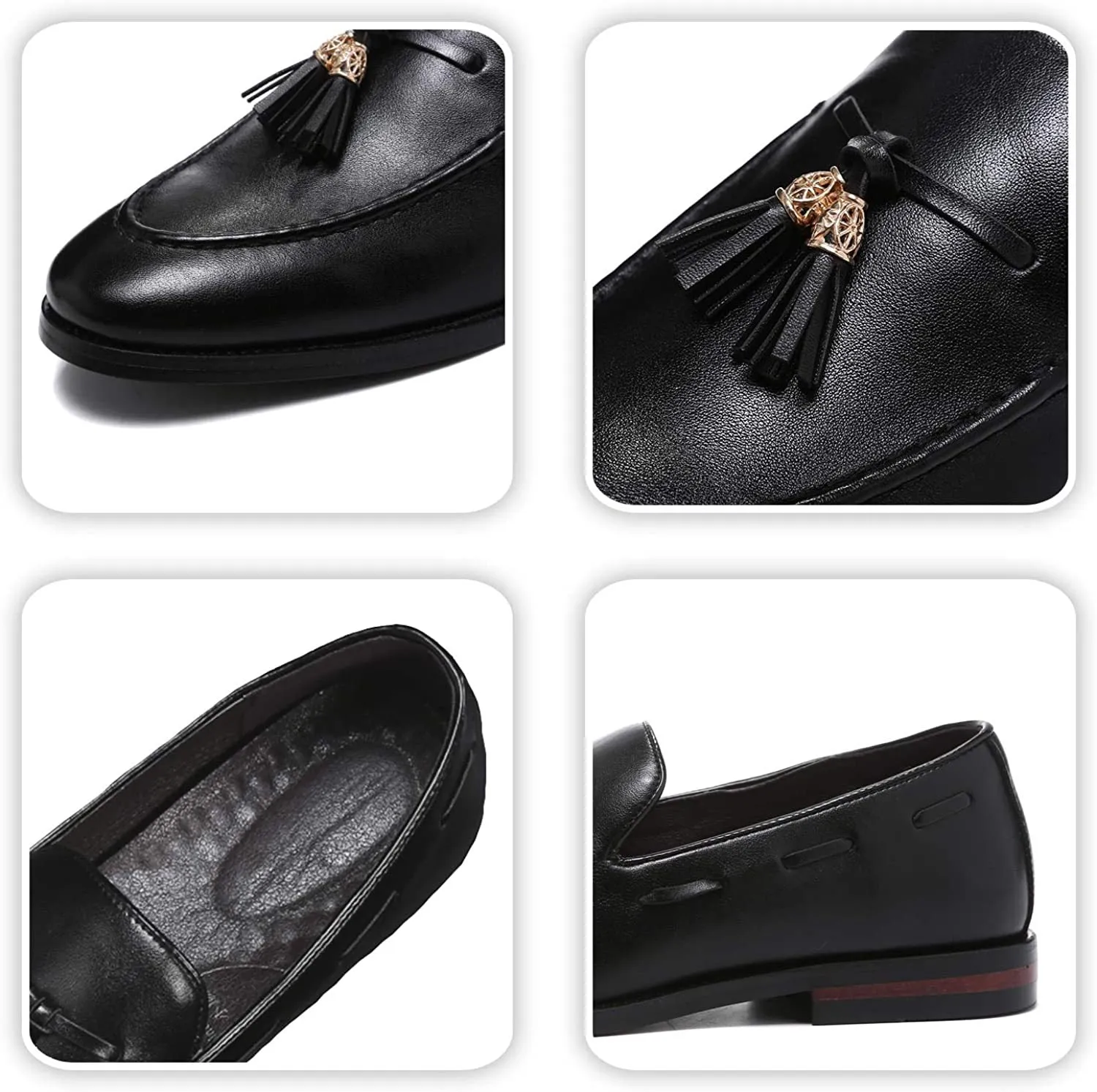 NXY Black Men's Loafers and Slip On丨Luxury Tassel Mens Dress Shoes &amp; Elegant Casual Boat Shoes Size 7-13