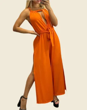 One-Piece Jumpsuit with Plunging Neckline