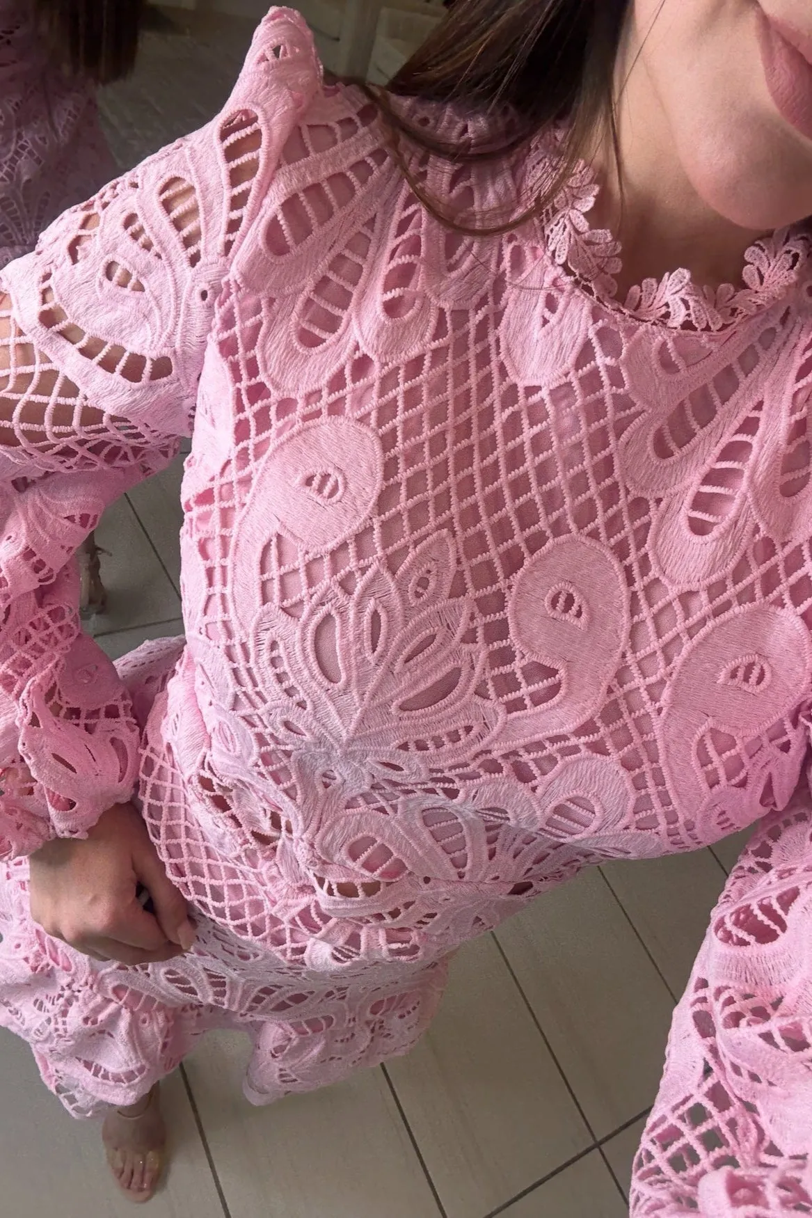 Roma Embroidered Pink Mini Dress