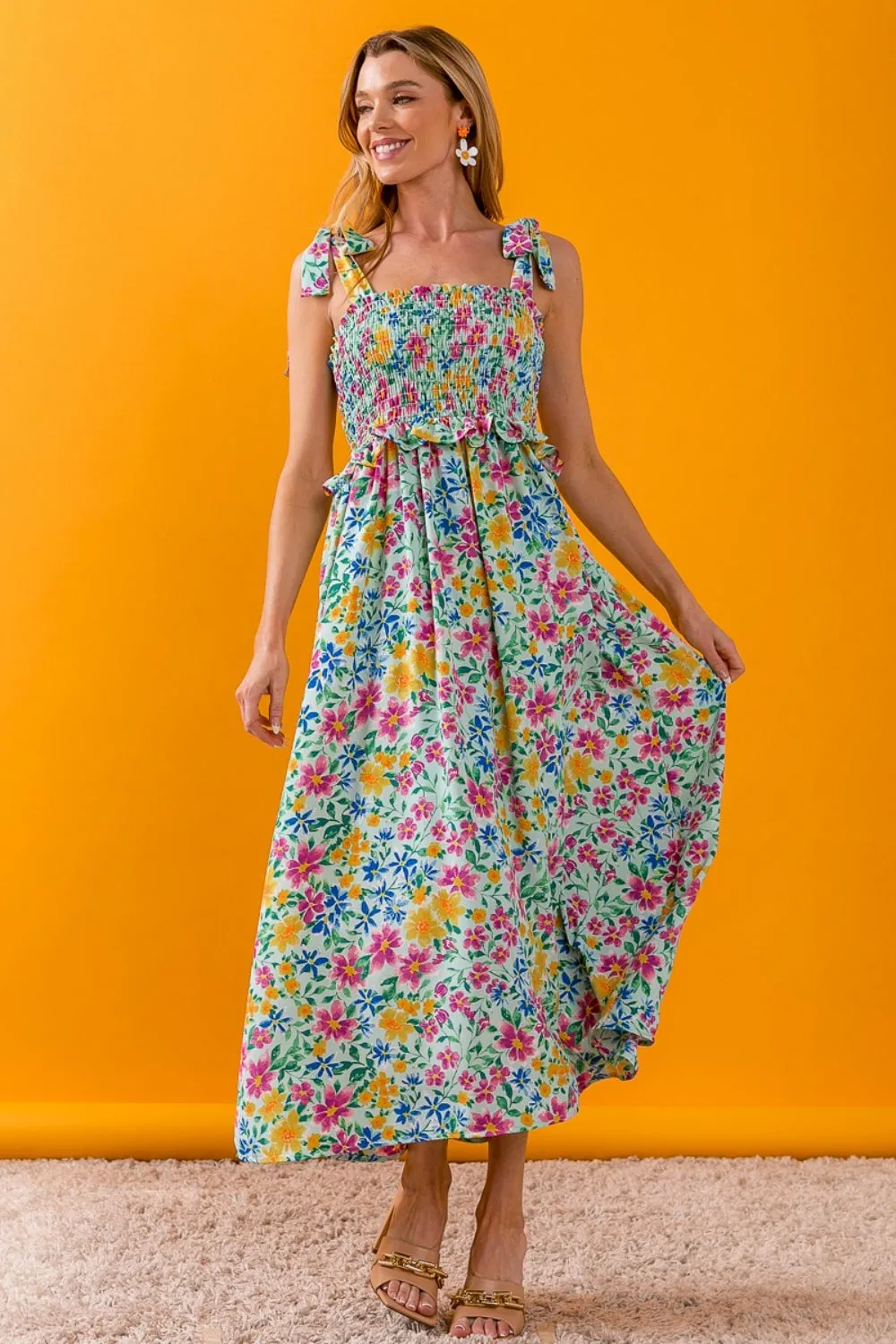SAVANNAH RUFFLE SMOCKED DRESS