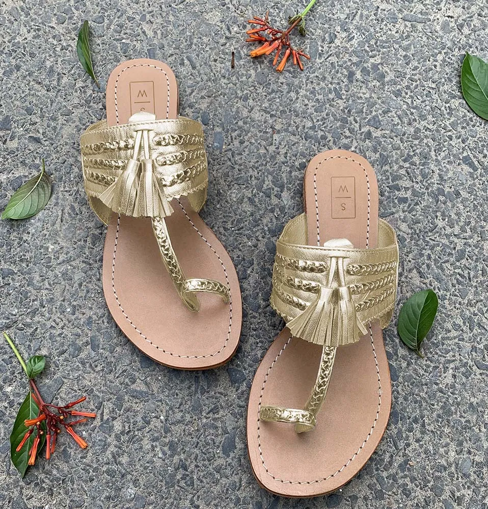 Sonya Gold Tassel Kolhapuri  Sandal