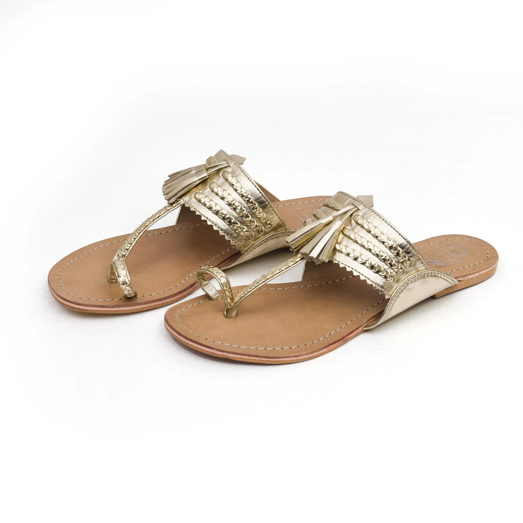 Sonya Gold Tassel Kolhapuri  Sandal